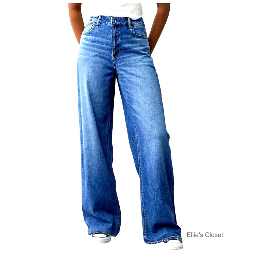 Wide Leg Jeans High Waisted Baggy Straight Leg Loose Stretchy Denim Pants